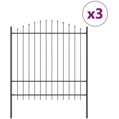 Image of vidaXL Garden Fence with Hoop Top Gray 5.1x1.75 m Steel
