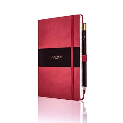 Image of Castelli RQ24/25 757 Medium Lined Ruled Tucson Notebook Coral Red