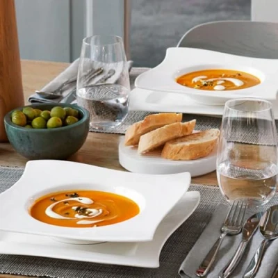Image of Villeroy &amp; Boch 1025257450 New Wave Soup Bowls, Set of 4, Porcelain, Dinnerware