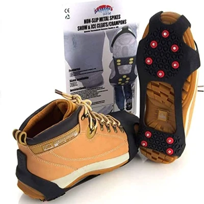 Image of Winter Wise 10 STUD Ice Snow Grips, Anti Slip Grippers Universal on Stretch Fit &amp; Spikes Traction Cleats Crampons (Medium)