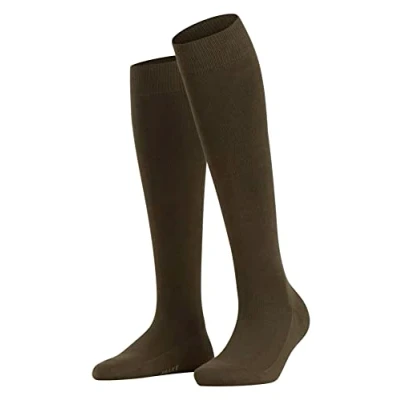 Image of FALKE Women&#039;s Family W KH Sustainable Cotton Long Plain 1 Pair Knee High Socks, Green (Military 7826) new eco friendly, 2.5 5