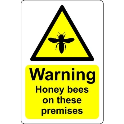 Image of Warning honey bees on these premises Safety sign Self adhesive sticker 200mm x 150mm