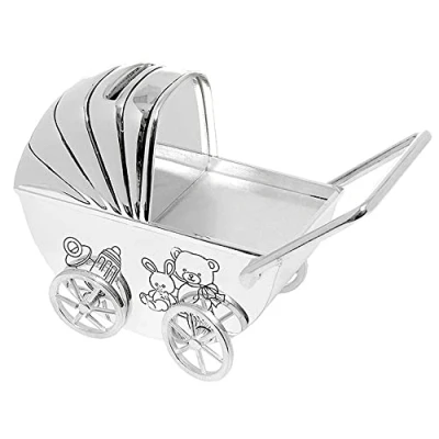 Image of silver plated pram money box