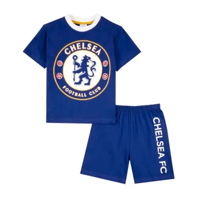 Image of Chelsea F.C. Boys Pyjamas, T Shirt and Shorts PJs Set, Official Gifts for 14 15 Years Blue