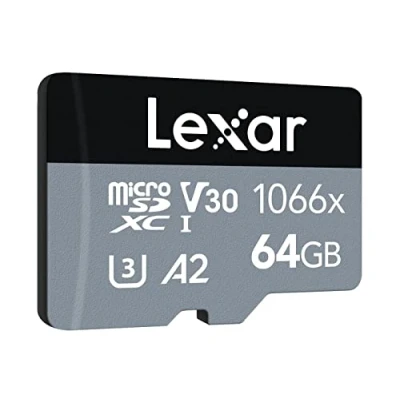 Image of LEXAR 64GB MICROSDXC HIGH PERFORMANCE 1066X UHS I C10 A2 V30 U3