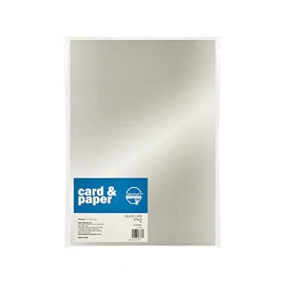 Image of Creativity Inspired Basic Silver A4 225gsm Card Pack, 20 Sheets for Crafting, Children Art Activities &amp; Scrapbooking, Ideal Hobbyists and Professional Crafters, Adults Kids