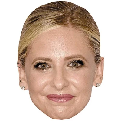 Image of Sarah Michelle Gellar (Hair Up) Celebrity Mask, Flat Card Face, Fancy Dress Mask