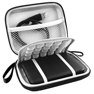 Image of Lacdo External Hard Drive Carrying Case for Western Digital WD Elements My Passport Ultra Mac Gaming 2.5 inch Portable Storage Cable Cover HDD 1TB 2TB 3TB 4TB 5TB EVA Travel Bag, Black