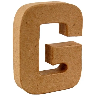 Image of Country Love Crafts 4 inch/ 10cm 3D Letter G Papier Mache, Beige