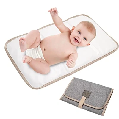 Image of Baby Changing Pad Foldable Diaper Waterproof Travel Table for, Extended Cushioned Mat Shower