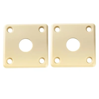 Image of Musiclily Pro Plastic Curved Jack Plate Square Jackplates 10mm Hole for Epiphone LP SG Style Electric Guitar, Cream (Set of 2)