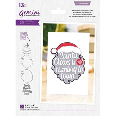 Image of Crafter&#039;s Companion Gemini Expressions Metal Cutting Die Layerable Sentiments Christmas Santa Claus is Coming to Town, Silver, one size