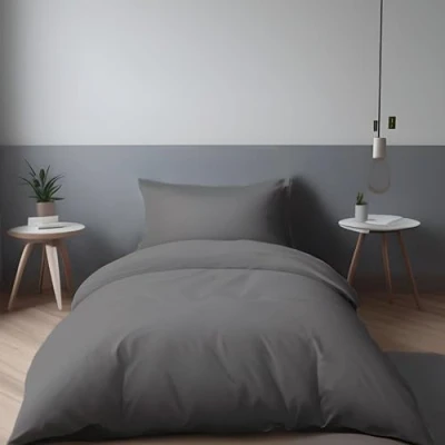 Image of LivinEase Brushed Microfibre Single Duvet Cover Sets 100 GSM Grey with 1 Pillowcase (50x75 cm) Hotel Quality Hypoallergenic, Easy Care and Comfortable