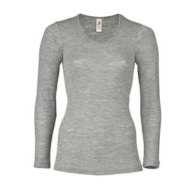 Image of Engel GmbH Women&#039;s Thermal Vest Top 70% Organic Merino Wool 30% Silk (2. UK 10/12 EU 38/40, Light Grey mélange)