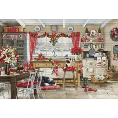 Image of Luca S Cross Stitch Kit Gold Christmas Farmhouse Kitchen, BU5053, Counted for Adults, Needlecraft and Embroidery