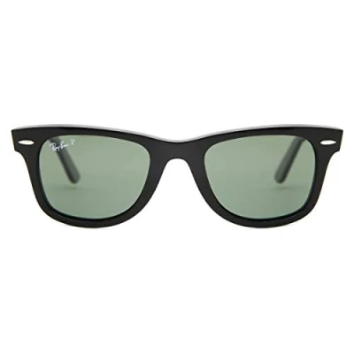 Image of Ray Ban Unisex Sunglasses Wayfarer 2140 901/58 Black Green G 15 Polarized Medium 50mm One Size