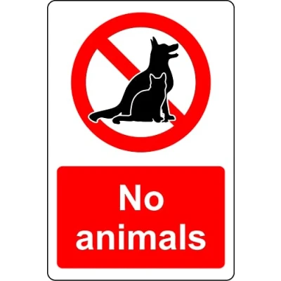 Image of No Animals sign 1mm Plastic (300mm x 200mm)