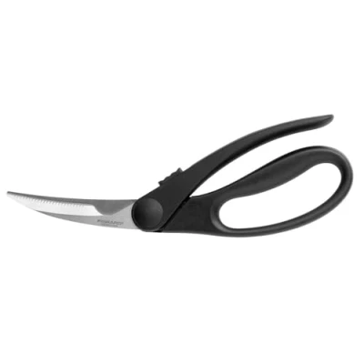 Image of Fiskars Poultry Shears with Curved Blades, Steel, Length: 23 cm, Right and left handed, Black/Silver, 1023819