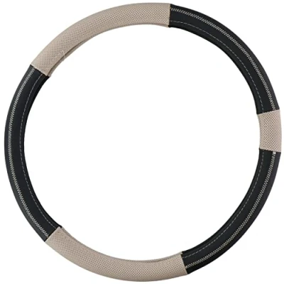 Image of All Ride Steering Wheel Cover for Truck Genuine Leather 44 46 Centimetres Beige Black