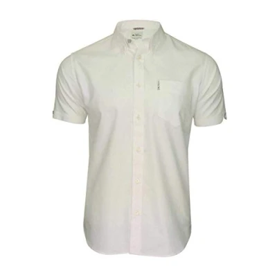 Image of Ben Sherman Mens Short Sleeve Button Down Oxford Shirt 65095 White