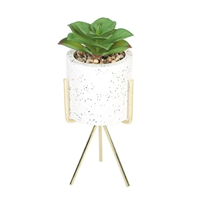 Image of Sleepdown Halo Green Artificial Faux Plant Succulent Speckle Pot Stand for Home Office Bathroom Decor Indoor Decoration Aesthetics