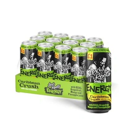 Image of Levi Roots Caribbean Crush Carbonated Grapefruit, Mango &amp; Pineapple Flavoured Energy Drinks 500ml (case of 12)