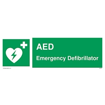 Image of AED Emergency defibrillator with heart symbol Sign 300x100mm L31