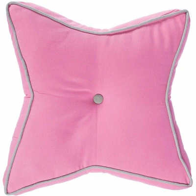 Image of HOMESCAPES Pink and Grey Star Floor Cushion Large Decorative Children’s &amp; Garden Seat Pad, Pre Filled 100% Cotton Indoor Outdoor Cushion, 48cm