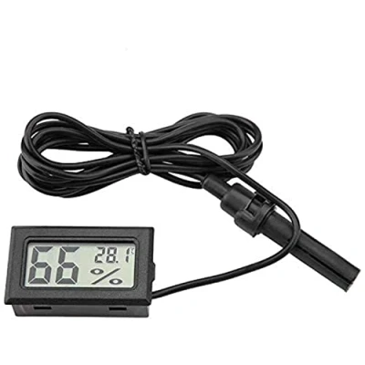 Image of DollaTek 2 in 1 Digital LCD Embedded Thermometer Hygrometer with External for Reptile Incubator Aquarium Poultry Black