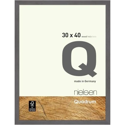 Image of nielsen Quadrum Photo Frame, 30x40cm Wood Picture Grey Frame with Protective Float Glass and Push Turn Clips