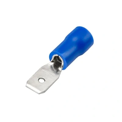 Image of Heschen Male Quick Disconnects Vinyl insulated, MDD2 187, 4.8 x 0.5 mm Cable Terminal, for 1.5 2.5mm² (16 14 AWG), Blue, 100Pack