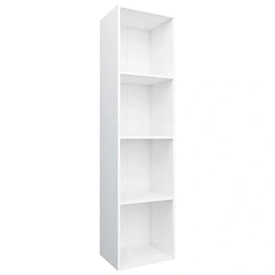 Image of vidaXL Book Cabinet/TV Cabinet with 4 Compartments Living Room Highboard HiFi Stand Entertainment Centre White 36x30x143cm Chipboard