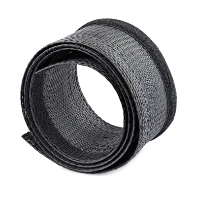 Image of StarTech.com 10ft (3m) Cable Management Sleeve, Trimmable Heavy Duty Wrap, 1.2&quot; (3cm) Dia. Polyester Mesh Computer Manager/Protector/Concealer, Black Cord Organizer/Hider (WKSTNCMFLX)