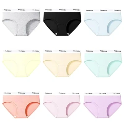Image of FedMois Teenage Girls Knickers Cotton Underpants Underwear (Pack of 9), Letters, 14 16 Years