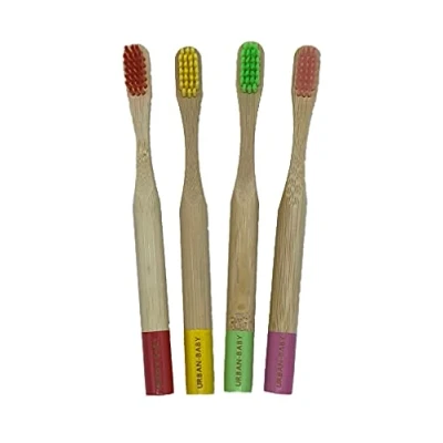 Image of Bamboo Toothbrush Kids Toddler Eco Biodegradable Medium Bristles Zero Waste Tooth Brush