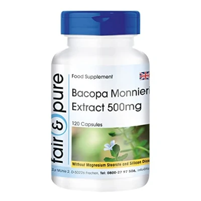 Image of Fair &amp; Pure® Bacopa monnieri Capsules 500mg Vegan 120 Brahmi