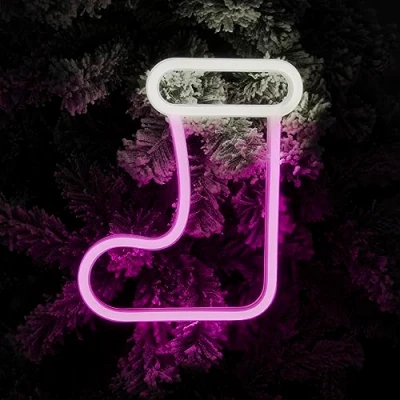 Image of Christmas Workshop Stocking LED Neon Hanging Sign Light