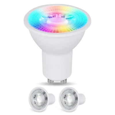 Image of YAYZA! GU10 Colour Changing LED Bulbs, 5W Dimmable RGB Spot Lights, Warm White 3000K Spotlights, Energy Saving 12 Colors, 5 Model, Timer, Smart Bulb with Remote, 2 Pack