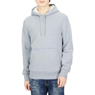 Image of Amazon Essentials Men&#039;s Sherpa Lined Pullover Hoodie, Light Grey Heather, XL