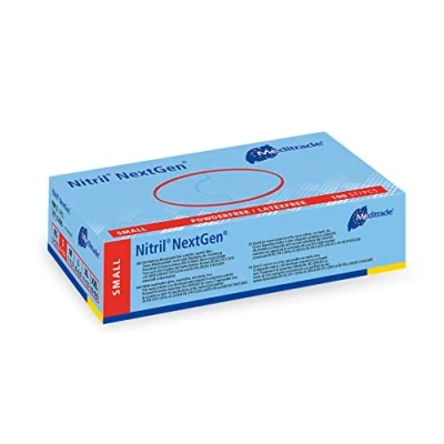 Image of Meditrade NextGen®, Nitrile Examination Gloves, Small, N/S, P/F, Blue, x100