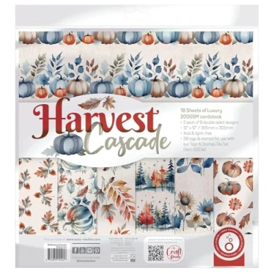 Image of Tonic Studios Harvest Cascade Art Pad Collection 200GSM Double Sided Cardstock with Bronze Foiling Perfect for Fall &amp; Thanksgiving Crafts (12 x 12)