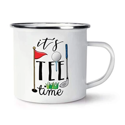 Image of It&#039;s Tee Time Golf Retro Enamel Mug Cup