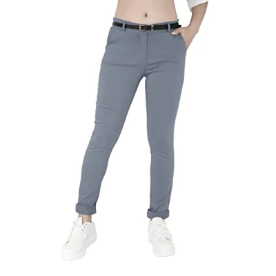 Image of JOPHY &amp; CO. Stretch Trousers Woman Chino with Belt (cod. 3008), dark grey, M