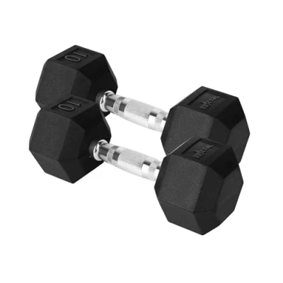 Image of Yes4All Cast Iron Chrome Grip Hex Dumbbell 10 lbs Pair
