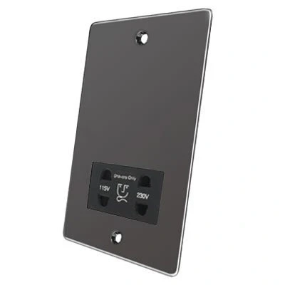 Image of Shaver Socket Dual Voltage 115V/ 230V Polished Black Nickel Flat