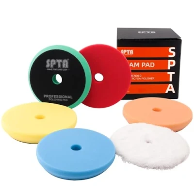 Image of Polishing Sponge, SPTA 5 Piece 150 mm Velcro Waffle Pad Sponges Attachment Wax Car Sponge Foam Set