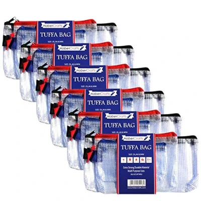 Image of Assorted Pack Tuff Bag Zip Wallet Clear Plastic Wallets Zipped Pouch File Folder Water Resistant Reinforced Heavy Duty Mesh Bags (Assorted Mini/DL/A6 6 Pack)