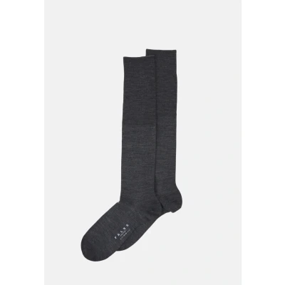 Image of FALKE Men&#039;s Airport M KH Wool Cotton Long Plain 1 Pair Knee High Socks, Grey (Dark 3070), 11.5 12.5