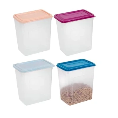 Image of 4 x 6L Tall Food Storage Container Dry Pasta Cereal Pet Tub &amp; Lid