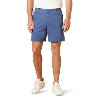 Image of Amazon Essentials Men&#039;s Classic Fit 7&quot; Comfort Stretch Chino Shorts, Dark Blue, 33W